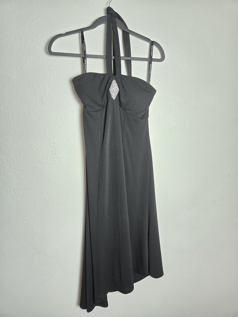 Bisou Bisou Strapless Black Dress with Rhinestone Detail